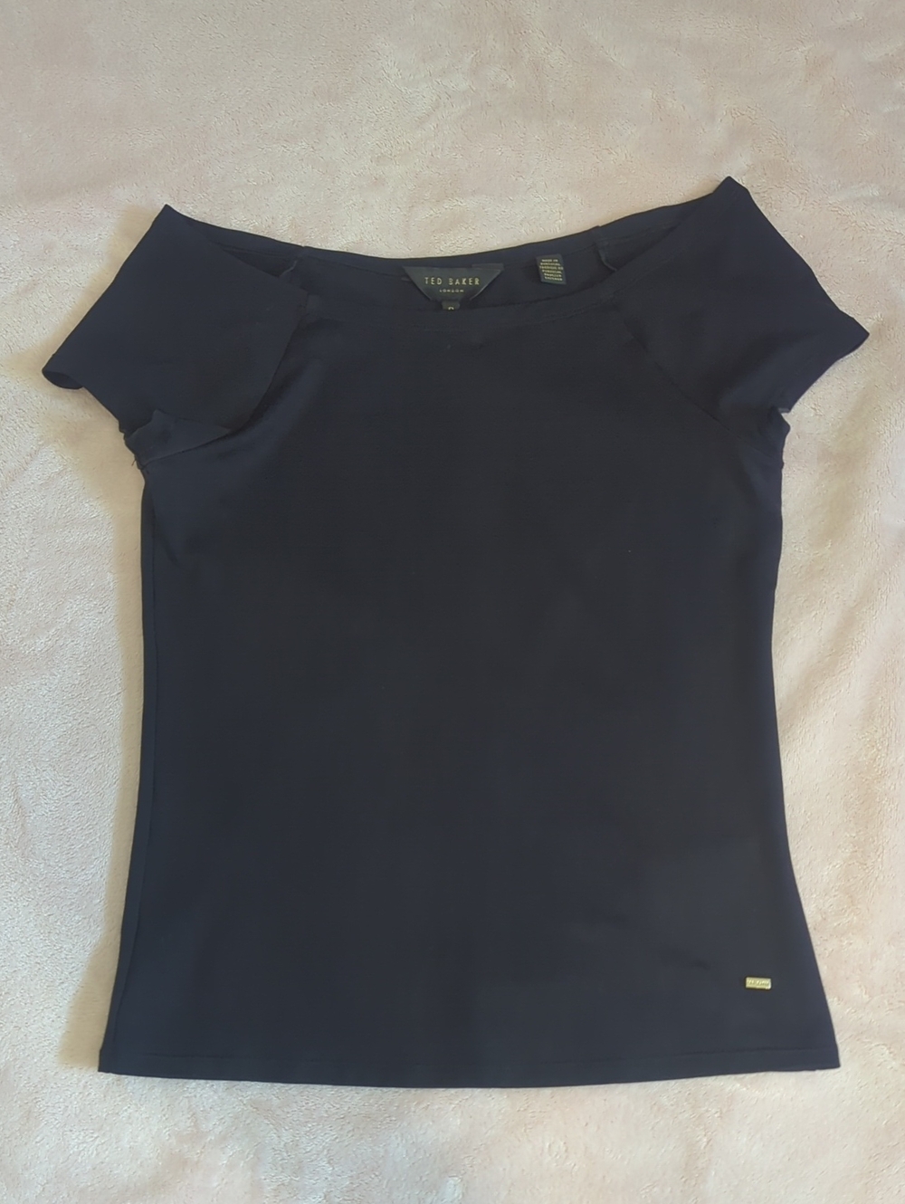 Ted Baker Navy Off-Shoulder Short Sleeve Top